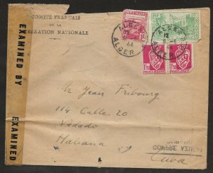 1944 cover Algers Algeria Liberation Committee Censored Amer Cuba cigar slogan