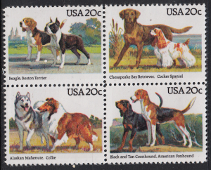 United States #2101 Dogs Block of 4, Please see the description