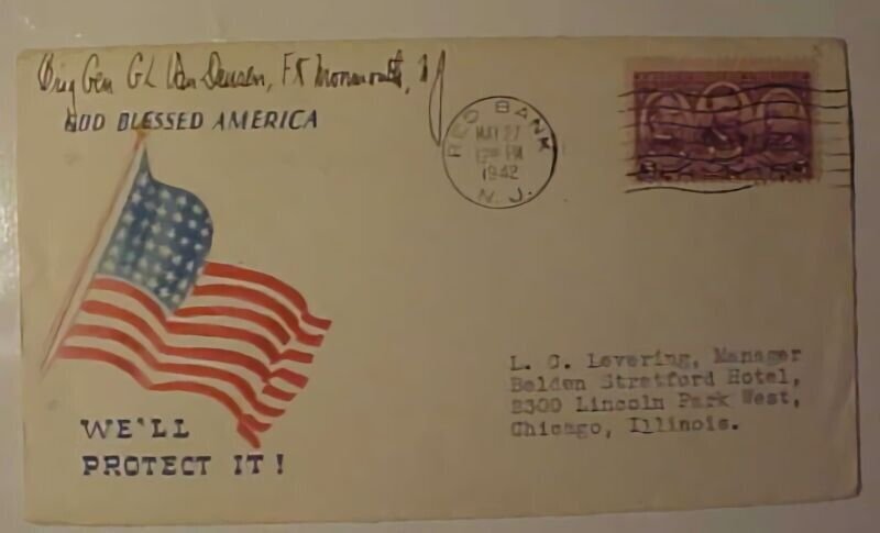 USA AUTOGRAPH GENERAL 1942 PATRIOTIC