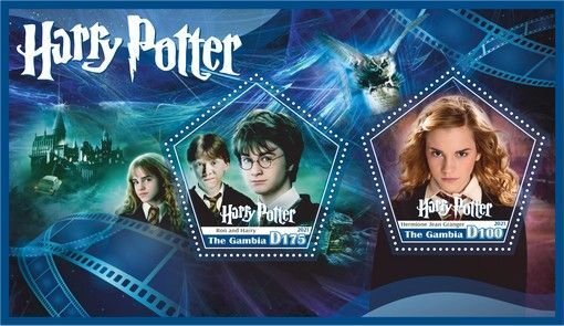 Stamps.Art. Cinema. Harry Potter 2021 year 1+1 sheets perforated Gambia