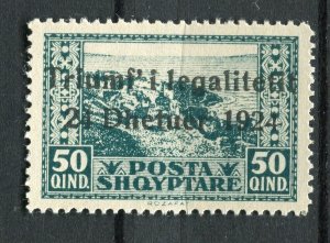 ALBANIA; 1925 early Landscapes 'TRIUMF i LEGALITETIT ' Optd Mint hinged 50q.