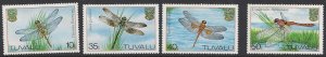 Tuvalu #200-03 MNH set, various dragonflies; issued 1983