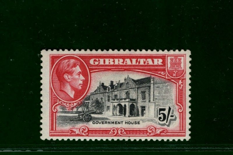 GIBRALTAR KGVI Stamp SG.129b 5s High Value (1944) Mint VLMM Cat £42+ YBLUE92