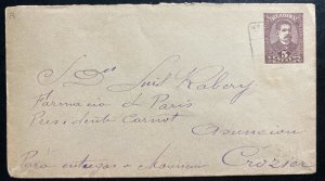 1893 Paraguay Postal Stationery Cover To Paris Pharmacy Asuncion