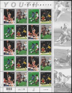 US# 3399-3402  $.33 -Youth Team Sports, MNH, Cat.  $19.75