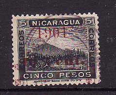 Nicaragua-Sc#135- id5-used cinco pesos-overprinted 1901-MT Momotomba-