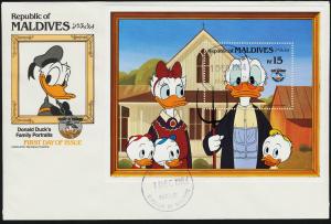 Maldives 1040-9 on FDC's Disney, Donald Duck, 50th Anniversary