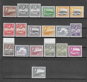 ANTIGUA 1953/62 SG 120a/134 MNH Cat £70