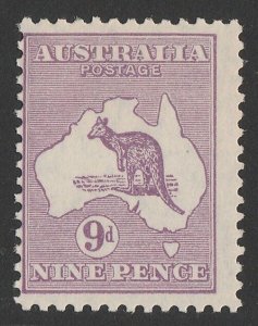 AUSTRALIA 1931 Kangaroo 9d wmk C of A. MNH ** SG 133 ACSC 29A cat $150