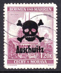 BOHEMIA & MORAVIA 31 AUSCHWITZ OVERPRINT USED VF SOUND