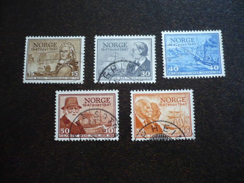 Stamps - Norway - Scott# 281,283,284,286,287 - Used Part Set of 5 Stamps