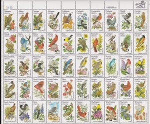 US 1981 1953-2002 State Bird and Flowers Mint Sheet NH (Dry)OG