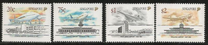 SINGAPORE  598-601  MNH,  CIVILIAN AIRPORTS