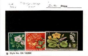 Great Britain, Postage Stamp, #415p-417p Phosphur Used, 1964 Flowers (AB)