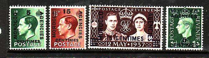 Great Britain Morocco Agencies-Sc#437-40-unused hinged sets-KGVI-1936-37-