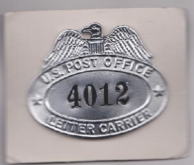 Vintage Eagle Top Letter Carrier Badge with clasps