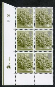 SGEN11b England 44p white borders cyl D1D2 no dot block HEAD TYPE 1 U/M