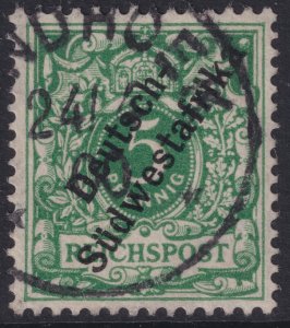 German SWA Sc# 8 green 5pf used 1898 - 1899  overprint issue CV $3.00 