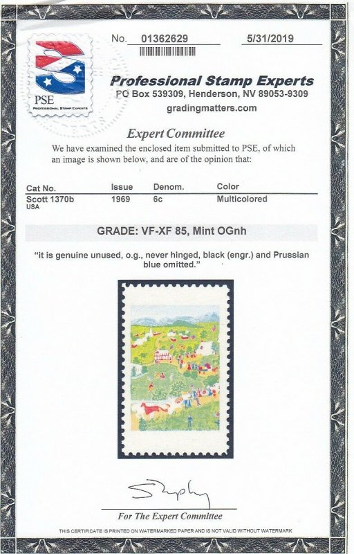 1370b VF-XF OG never hinged PSE cert graded 85 nice color ! see pic !