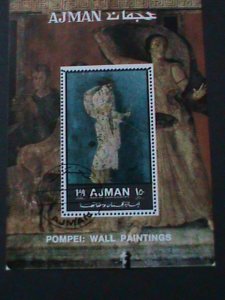 ​AJMAN-1972 POMPEI: WALL ARTS PAINTING- -CTO S/S VF FANCY CANCEL-LAST ONE