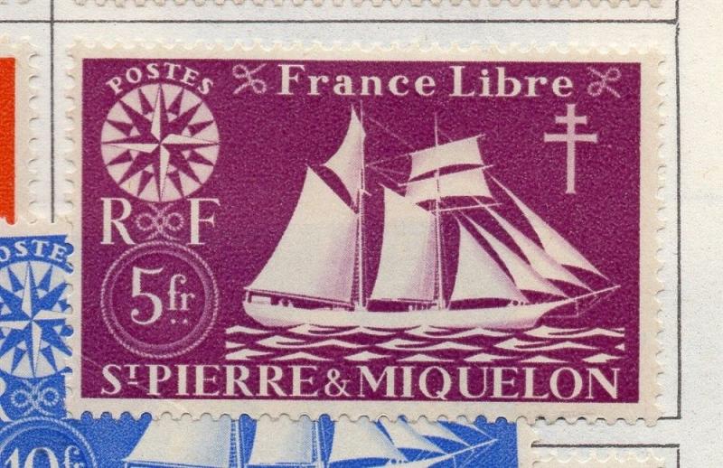 St Pierre and Miquelon 1942-50 Early Issue Fine Mint Hinged 5F. 194863