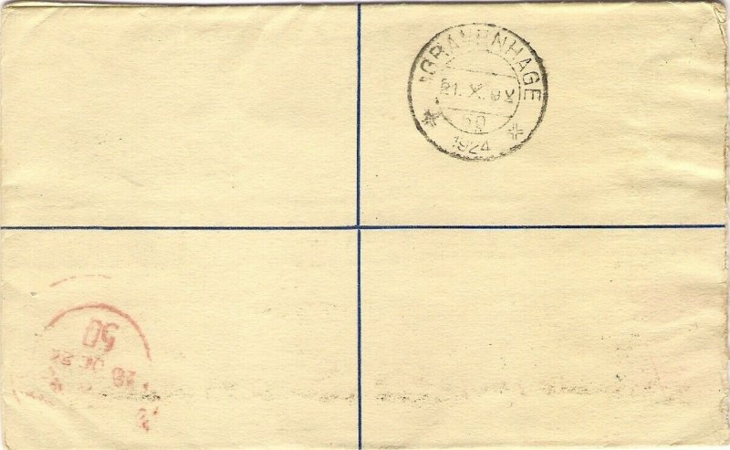 1924 South Africa 4d Registered Postal Stationery Envelope PORT ELIZABETH Hague