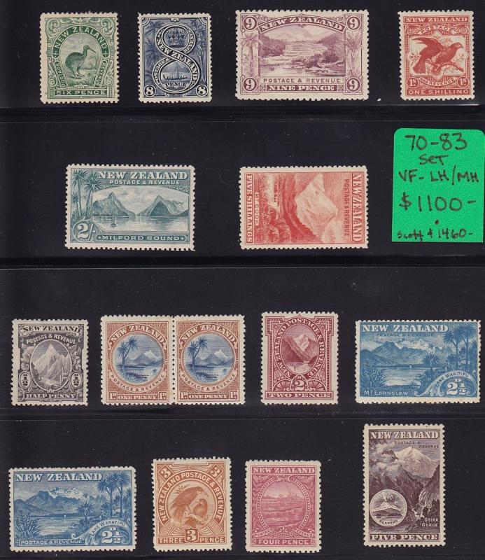 New Zealand scott # 70 - 83 Set VF mint LH/hinged nice scv $ 1460 ! see pic !