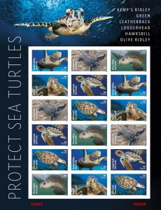 US 5865a-5870a 5870c Protect Sea Turtles imperf NDC sheet 18 MNH 2024 6/15