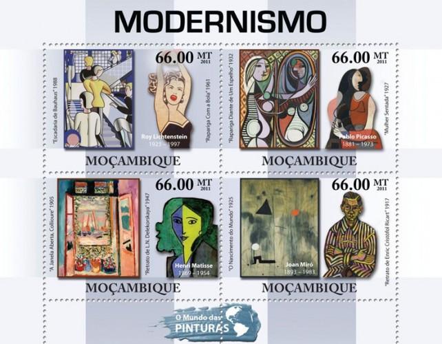 MOZAMBIQUE 2011 SHEET MNH MODERNISM ART PAINTINGS