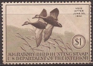 US Stamp - 1940 Mallard Duck Stamp - MLH - Scott #RW7