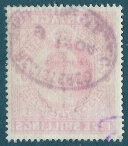 [mag751] GB 1902 Edward VII 5s Carmine SG#264 used Cat.£220