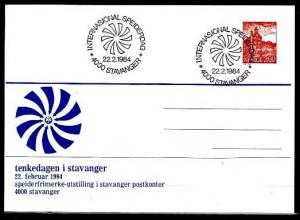 Norway, 1984 cancel. Stavanger Scout Group on Postal Card. First day cancel. ^