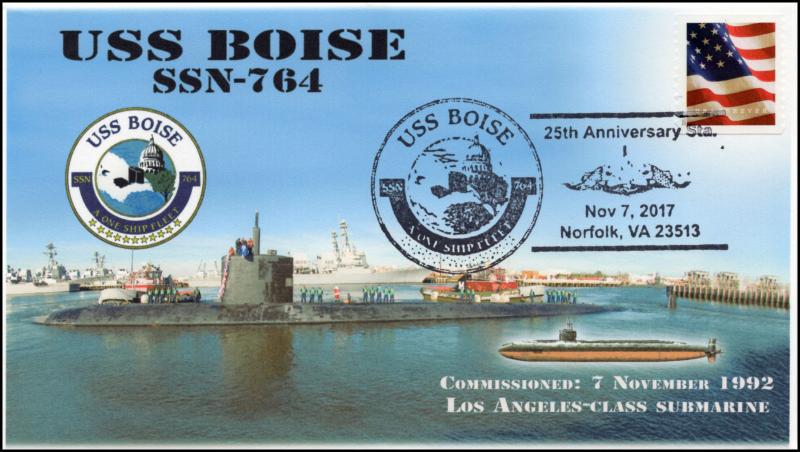 17-375, 2017, USS Boise, SSN-764, 25th Anniversary, Pictorial, Event Cover,