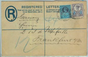 BK0838 - GB - POSTAL HISTORY - Perfin Stamps on REGISTERED STATIONERY COVER 1892