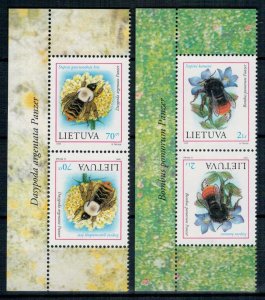 Lithuania 1999 MNH Pair of Stamps Scott 633-634 Insects Bees