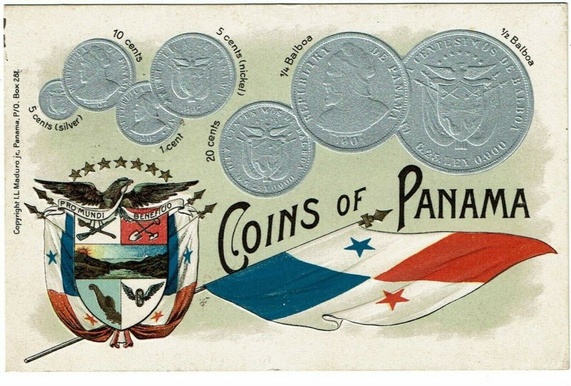 Canal Zone 1919 Cristobal cancel on Panama COIN postcard to the U.S.