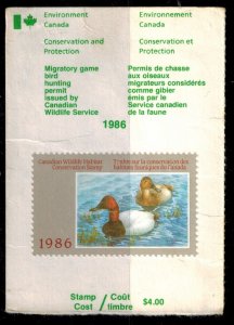Canada FWH2 Duck Stamp on License Used VF