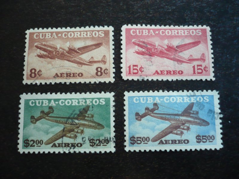 Stamps - Cuba - Scott#C75-C78 - Used Set of 4 Air Mail Stamps