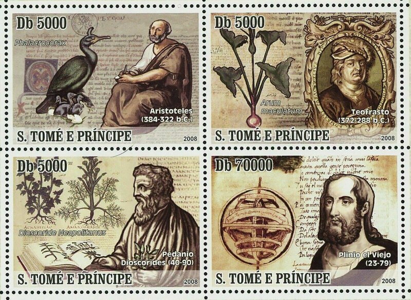 Naturalists Stamp Aristoteles Pedanius Dioscorides Teofrasto S/S MNH #3389-3392 