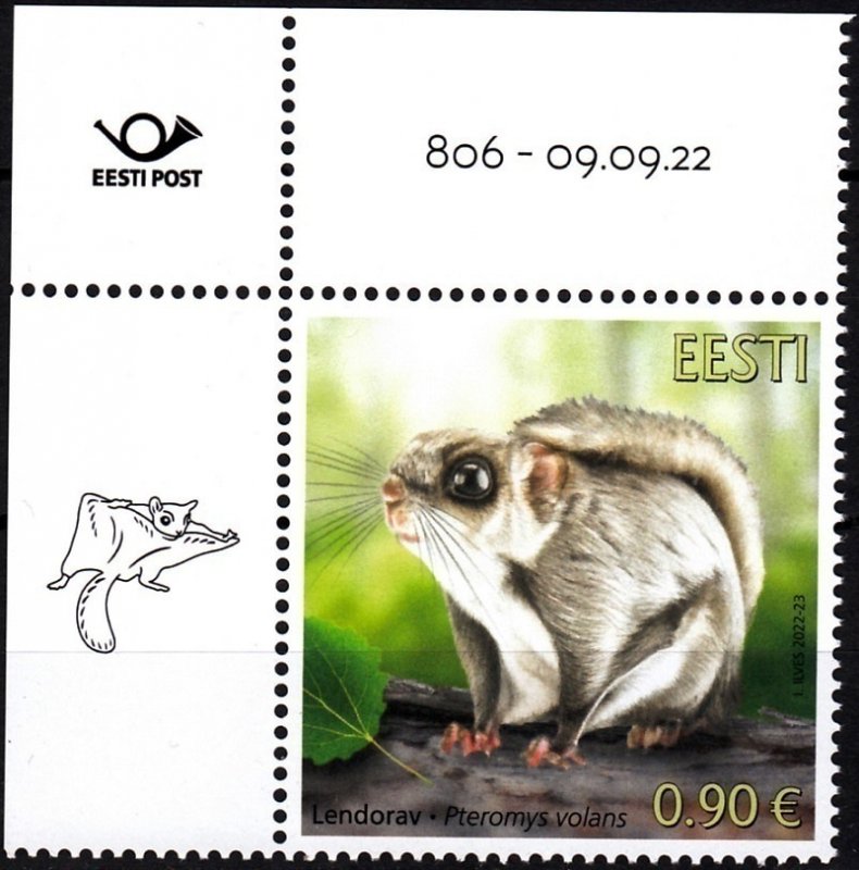 ESTONIA 2022-18 FAUNA Animals Rodent: Siberian Flying Squirrel. Data CORNER, MNH