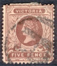 Victoria sc#173 1891 QV 5p Chocolate used