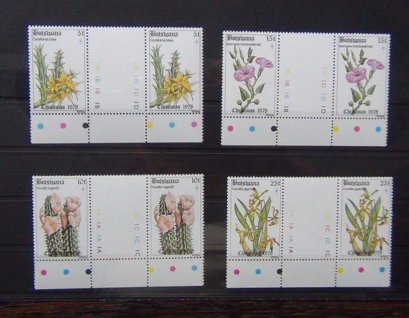 Botswana 1978 Noël Fleurs in Paires De Gouttière MNH