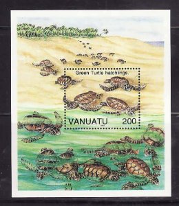 Vanuatu-Sc#581- id9-unused NH sheet-Marine Life-Turtles-1992-