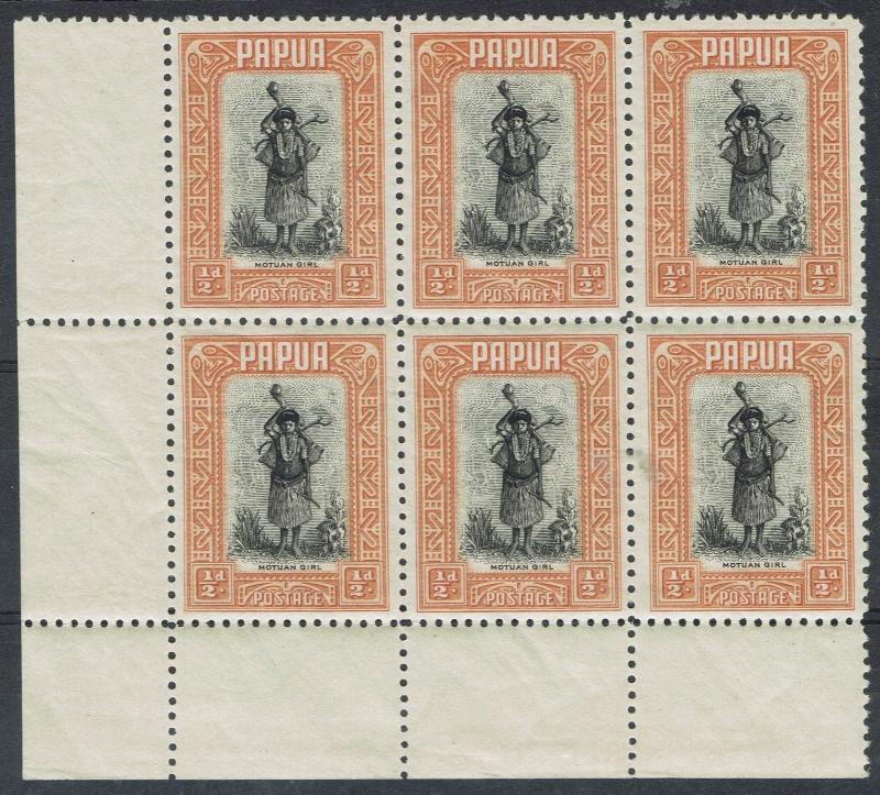 PAPUA 1932 MOTUAN GIRL 1/2D MNH ** BLOCK 