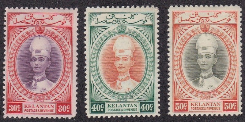 Malaya - Kelantan #  38-40, Sultan Ismail, Hinged, 1/3 Cat.