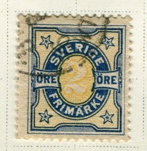 SWEDEN; 1891 early Oscar numeral definitive issue fine used 2ore. ,