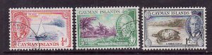 Cayman Is.-Sc#122-4-used low values of KGVI set-id4-Turtles-1950-