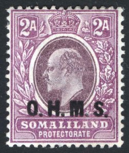 Somaliland 1905 2a Pur. OHMS Wmk Mult Crn SG O14 Sc O16 LMM/MLH Cat £120($156)