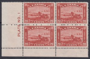 Canada #175 Mint Plate Block of 4, PL1 LL