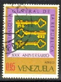 3 Keys, Natl. Comptroller's Office, 30th, Venezuela SC#C992 used